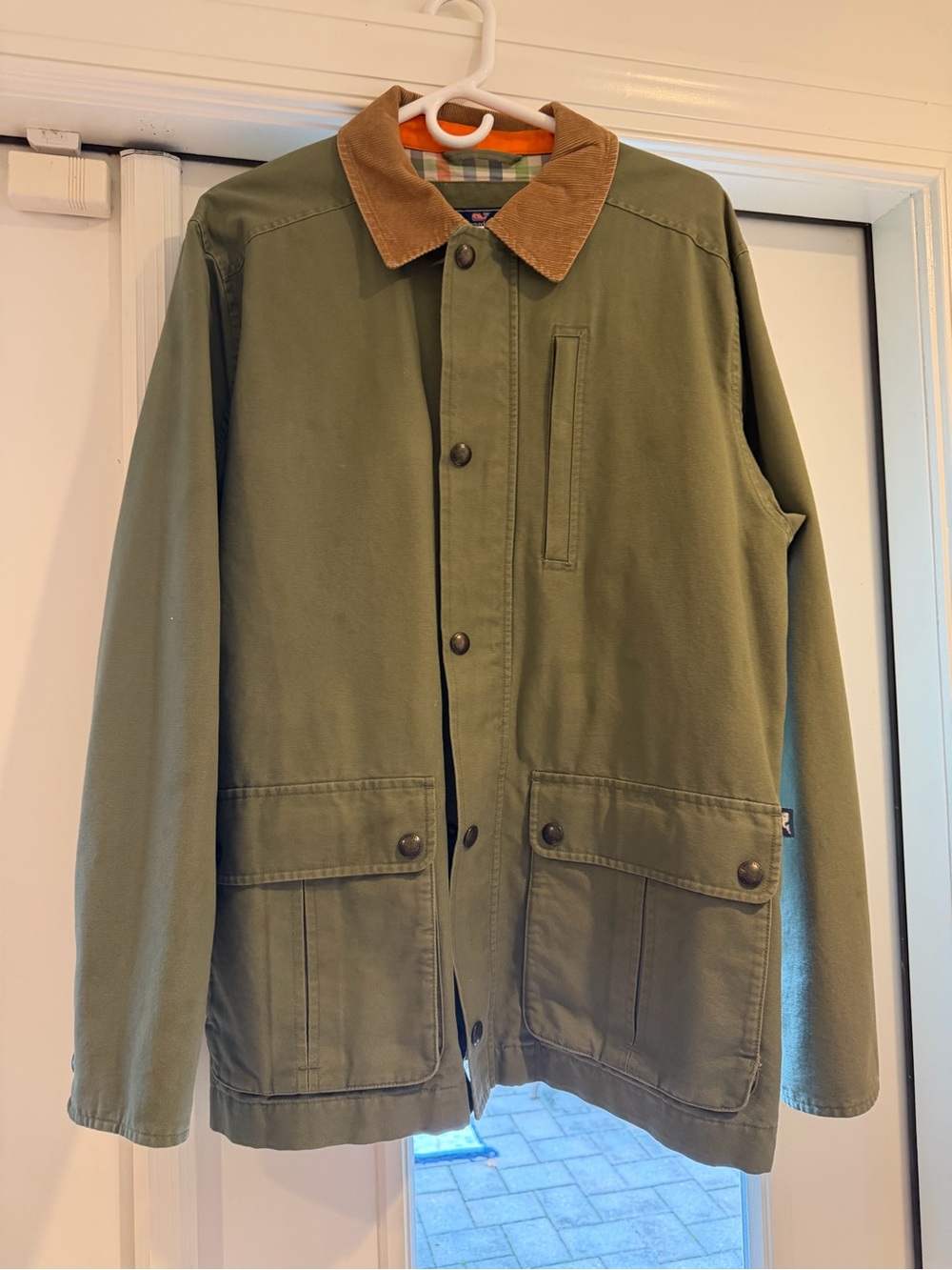 Vineyard Vines Olive Green Field Jacket with Tan Cord Collar